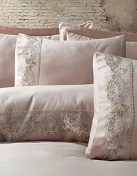 Комплект постільної білизни Dantela Vita Inci Beige з мереживом Євро Різнобарвний 000230353 - мініатюра 2