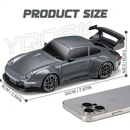 Машинка для дрифта на радіокеруванні Porsche S814 1:24 4WD з LED-ліхтарями (Темно-сірий) - мініатюра 4