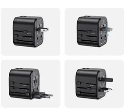 Мережевий зарядний пристрій Usams US-CC173 T55 12W Dual USB Universal Travel Charger (US/AU/EU/UK) Чорний - мініатюра 3