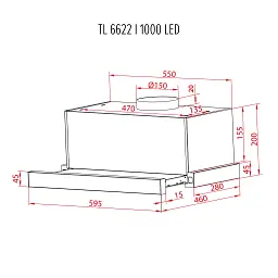 Витяжка телескопічна Perfelli TL 6622 I 1000 LED - мініатюра 12