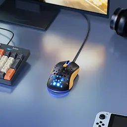 Маніпулятор миша HOCO GM51 Sky luminous gaming wired mouse black＆yellow - мініатюра 5