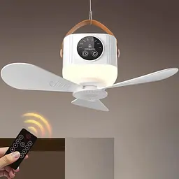 Портативний вентилятор D01 with LED і remote control 7200mAh White Epik teh0029476 - мініатюра 2