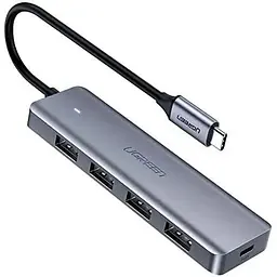 Usb концентратор хаб Ugreen CM219 4 Port Usb 3.0 Hub with Micro Usb Power Supply сріблястий Розгалужувач 70336