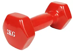 Гантель для фітнесу 2.0 кг EasyFit із вініловим покриттям червона (EF-0020-R) - мініатюра 7