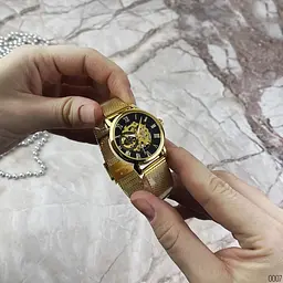 Наручний годинник жіночий 8099 Gold-Black Forsining acs0031378 - мініатюра 3