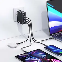 Зарядний пристрій 4 виходи usb адаптер живлення Usams T50 100w - мініатюра 4