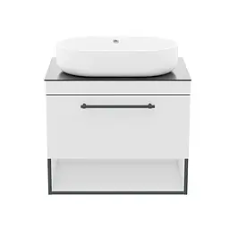 Тумба з умивальником Imprese Black Edge 70 см біла f32117W - мініатюра 2