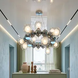 Велика дизайнерська люстра Artlight 1117/15 з 15 скляними плафонами-кулями та LED-підсвічуванням