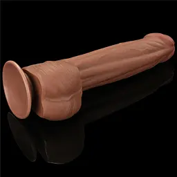 Фалоімітатор LoveToy Sliding-Skin Dual Layer Dong 29 см коричневий - мініатюра 4