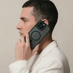 Чехол для Apple iPhone 15 Pro Max, Uniq MagCase, зеленый, противоударный, панель-накладка с MagSafe, ударопрочный TPU+PC, с магнитом MagSafe, поддержка полноценной беспроводной зарядки, ArmorStandart (ARM75321) - мініатюра 5