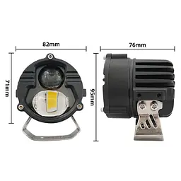 Фара додаткова Bi-LED Кругла 70x50 мм 10-80V W/Y P-71-40W 4 391 (Біле та Жовте Світло) - мініатюра 2