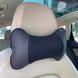 Подушка на підголовник Екошкіра Чорна Вставка Алькантара Чорна ромб нитка 2 шт