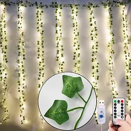 Гірлянда-штора з листям плюща SunLamp 3×2 м, 200 LED, USB, з пультом - мініатюра 3