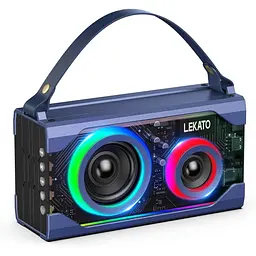 Bluetooth-динамік LEKATO, портативні прозорі бездротові динаміки з басами, динамік для душу зі змішаним підсвічуванням RGB, стерео