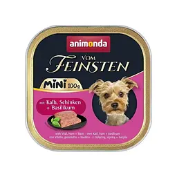 Вологий корм Animonda Vom Feinsten Adult Mini для собак міні-порід, з телятиною, шинкою + базилік 100 г