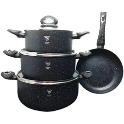 Набір каструль із сковородою Top Kitchen TK00094 7 предметів із гранітним покриттям з індукційним дном Чорний