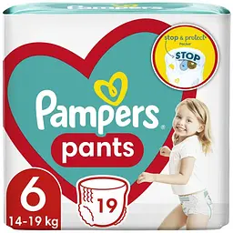 Підгузки Pampers трусики Pants Giant Розмір 6 (14-19 кг) 19 шт (8006540067802)