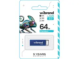 Флешка Wibrand 64 GB Chameleon Blue USB 2.0 (WI2.0/CH64U6U) - мініатюра 2