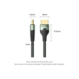 Кабель мультимедійний HDMI M to HDMI M 1.0m 8K60Hz ultra thin cotton braided green Vention (ALOGF) - мініатюра 2