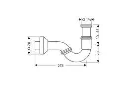 Сифон для біде Hansgrohe трубчастий Хром 55237000 - мініатюра 2