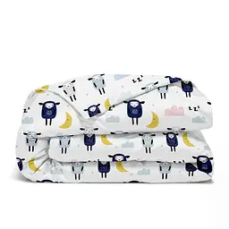 Дитяча постільна білизна в ліжечко SHEEPS CS5, блакитний (SheepBlueSkyeyGrey_DropLightBlue_140) - мініатюра 4