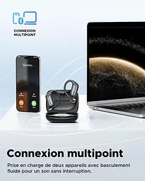 Бездротові навушники Truefree DS1 Bluetooth 6.0 з вушними гачками, космічний звук, 4 прозорі мікрофони, 40 годин - мініатюра 7