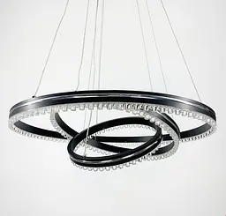 Чорна LED люстра на 3 кільця з хромованою смужкою Line.F A 55060/3P BK+CR - мініатюра 2