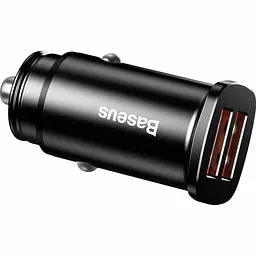 Автомобільний зарядний пристрій Baseus Square Metal 2USB QC 30W CCALL-DS01 Black - мініатюра 3