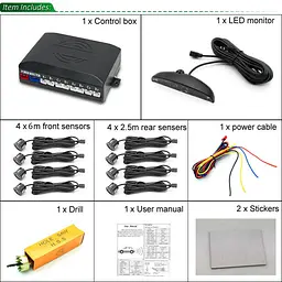 Система паркування, 8 датчиків, ультразвуковий парктронік з LED-дисплеєм та звуковим сигналом - мініатюра 8
