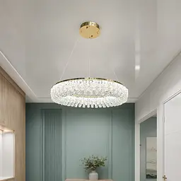 Linisoln 7903-500 FG 80W, кругла підвісна кришталева LED-люстра золото 50 см
