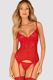 Комплект Obsessive Ingridia corset (Червоний, XS/S) Obsessive 100415 96959