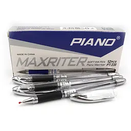 Ручка масляна Piano Maxriter, 0.5 мм, чорна, грип, 12 шт.