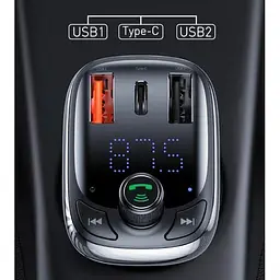 FM трансмітер Baseus Lokomotive S-13 CCTM-B01 модулятор Bluetooth 2 USB 1 Type-C чорний - мініатюра 5
