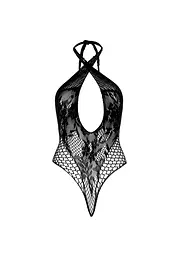 Мереживне тедді Leg Avenue Lace and net halter teddy One size Black, глибокий виріз, халтер - мініатюра 7