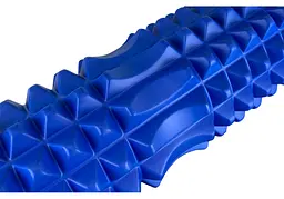 Масажний ролик EasyFit Grid Roller 33 см v.1.2 із заглушками із двох сторін Синій (EF-2022a-BL) - мініатюра 3