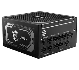 Блок живлення 1000 Вт, MSI MAG A1000GL PCIE5, чорний, модульний, 80+ золотистий, Active PFC, 13.5 см FDB, 4xMolex/12xSATA
