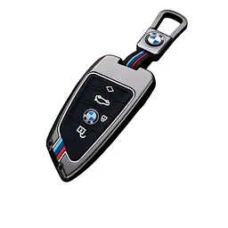 Чохол ключа BMW графітовий матовий з декоративними смужками у стилі BMW M карабін (метал)
