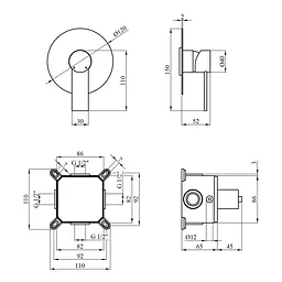 Змішувач для душа Kroner KRM Basis - C080 (CV024299) - мініатюра 7