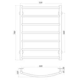 Рушникосушарка UNIO LD W 700-500-7 BLK Драбинка Дуга чорна (21614) - мініатюра 5