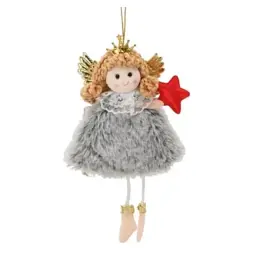 Ялинкова іграшка Chomik Фея хутро 8х16 см, сіра (5900779900554_2) - мініатюра 2