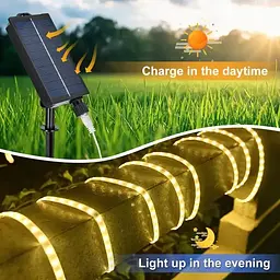 LED гірлянда із сонячною батареєю 10 м (тепле біле світло) - мініатюра 6
