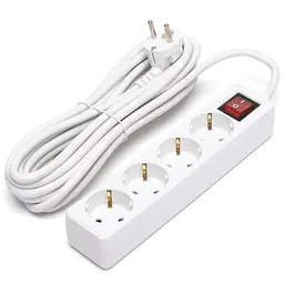 Німецький 4-розетковий подовжувач з прямокутним корпусом 3G1.5mm2 5 м з вимикачем