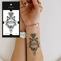 Тату тимчасове Вовк графічний Tattooshka L-69 Чорний shop (4825800010440) - мініатюра 3