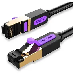 Патч-корд 1м, S/FTP cat 7 RJ-45 black Vention (ICDBF)