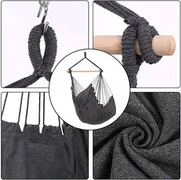 Підвісне крісло гамак бразильський Kinderkraft Boho 100 см + 2 подушки Dark Grey - мініатюра 3