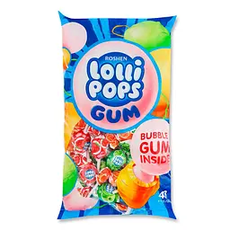 Льодяники карамельні Roshen Lollipops GUM фруктовий мікс 0.92 кг