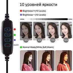 Кольцевая USB LED лампа Puluz PKT3035 10" + штатив 1.1 м - мініатюра 2