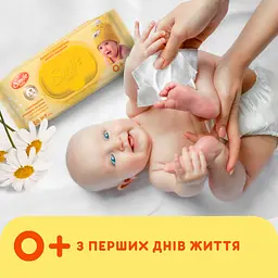 Детские влажные салфетки Smile baby с экстрактом ромашки, алоэ и витаминным комплексом с клапаном 60 шт. (4823071655049) - миниатюра 5