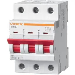 Автоматичний вимикач Videx Resist  RS4 3п 63А С 4,5кА (VF-RS4-AV3C63)