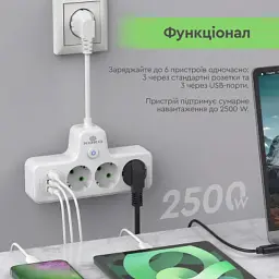 Мережевий фільтр живлення XoKo XK-SPW-3-2-1-WH - миниатюра 7